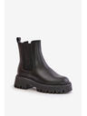 BIG STAR SHOES Dámske kožené zateplené členkové topánky Big Star Chelsea - čierne