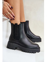 BIG STAR SHOES Dámske kožené zateplené členkové topánky Big Star Chelsea - čierne