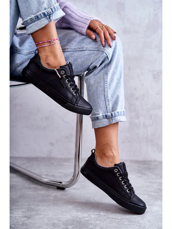 BIG STAR SHOES Dámske kožené tenisky Big Star – čierne