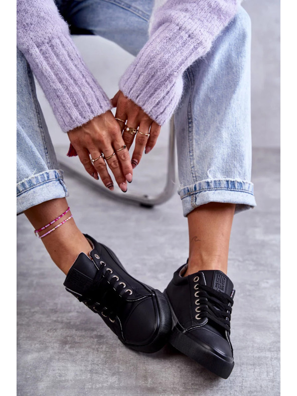 BIG STAR SHOES Dámske kožené tenisky Big Star – čierne