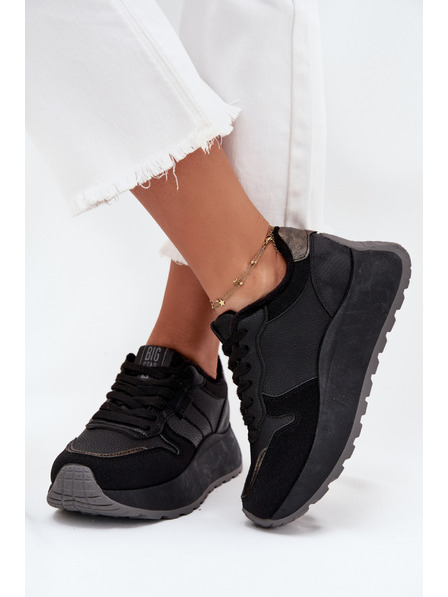 BIG STAR SHOES Dámske zateplené tenisky na platforme Big Star HI-POLY SYSTEM – čierne