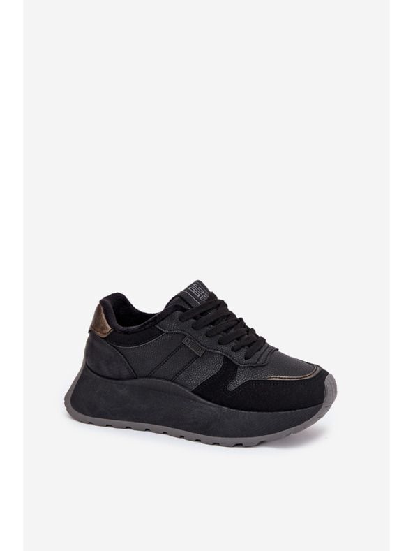BIG STAR SHOES Dámske zateplené tenisky na platforme Big Star HI-POLY SYSTEM – čierne