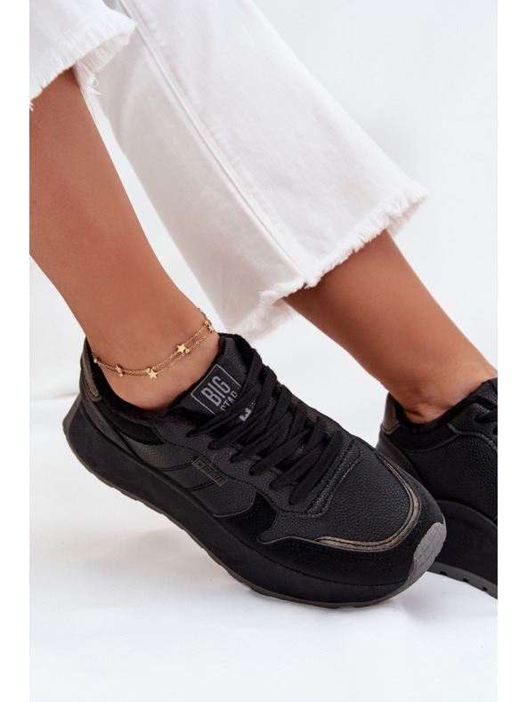 BIG STAR SHOES Dámske zateplené tenisky na platforme Big Star HI-POLY SYSTEM – čierne