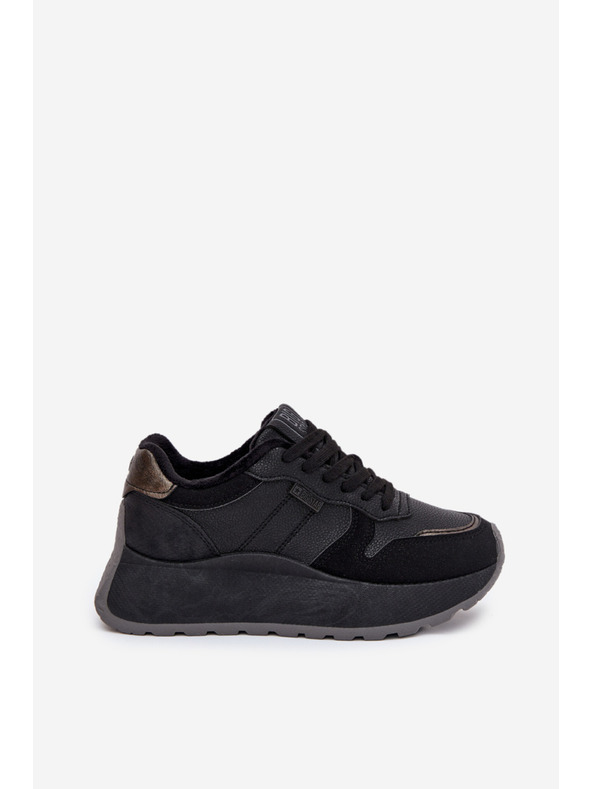BIG STAR SHOES Dámske zateplené tenisky na platforme Big Star HI-POLY SYSTEM – čierne