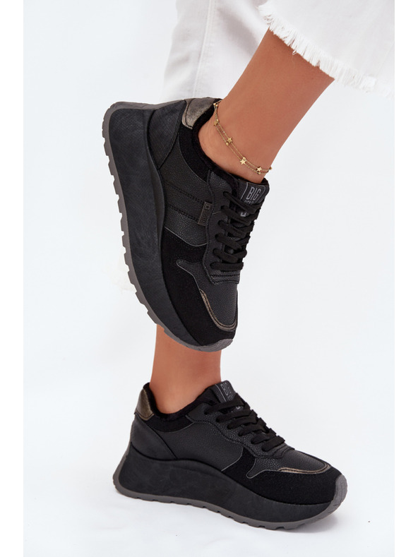BIG STAR SHOES Dámske zateplené tenisky na platforme Big Star HI-POLY SYSTEM – čierne