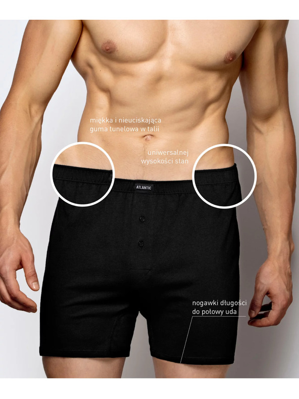 Atlantic 2-PACK Boxerky predĺžené čierne