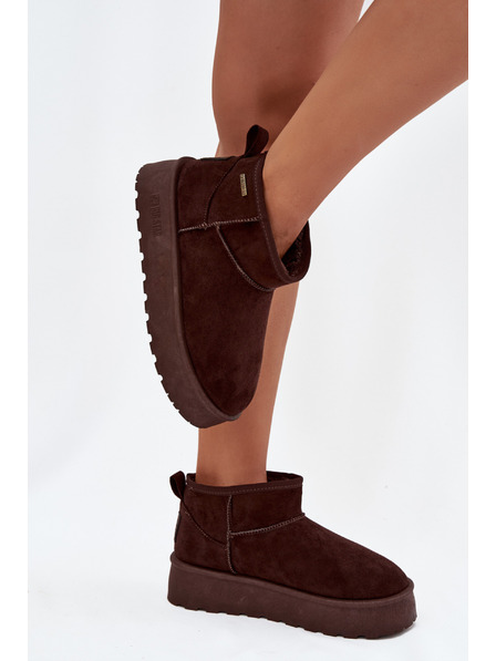 BIG STAR SHOES Dámske nízke snežuľky na platforme Big Star – čokoládové