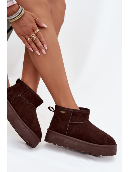 BIG STAR SHOES Dámske nízke snežuľky na platforme Big Star – čokoládové