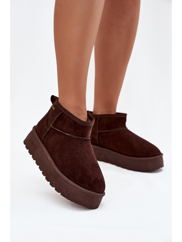 BIG STAR SHOES Dámske nízke snežuľky na platforme Big Star – čokoládové