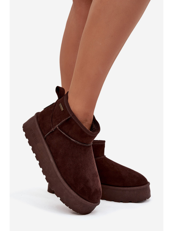 BIG STAR SHOES Dámske nízke snežuľky na platforme Big Star – čokoládové