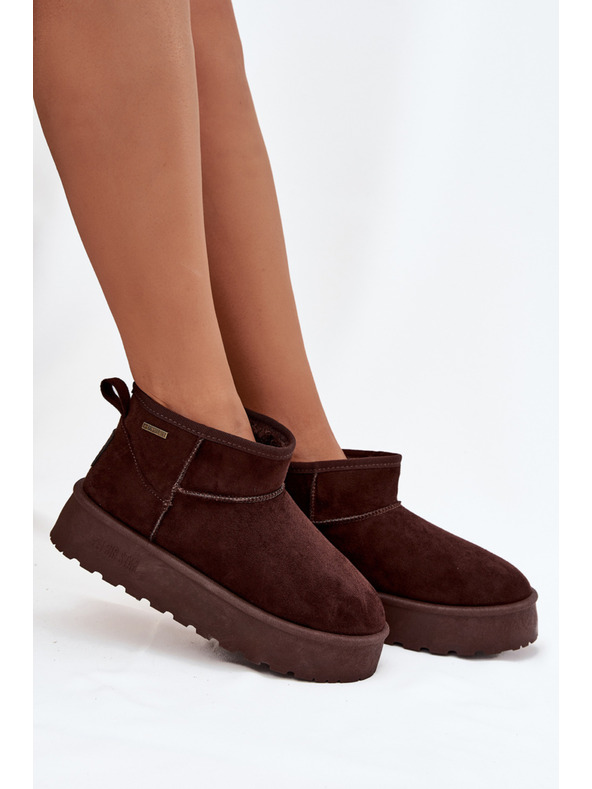 BIG STAR SHOES Dámske nízke snežuľky na platforme Big Star – čokoládové