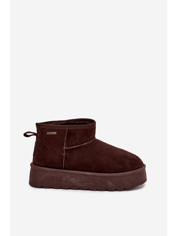 BIG STAR SHOES Dámske nízke snežuľky na platforme Big Star – čokoládové