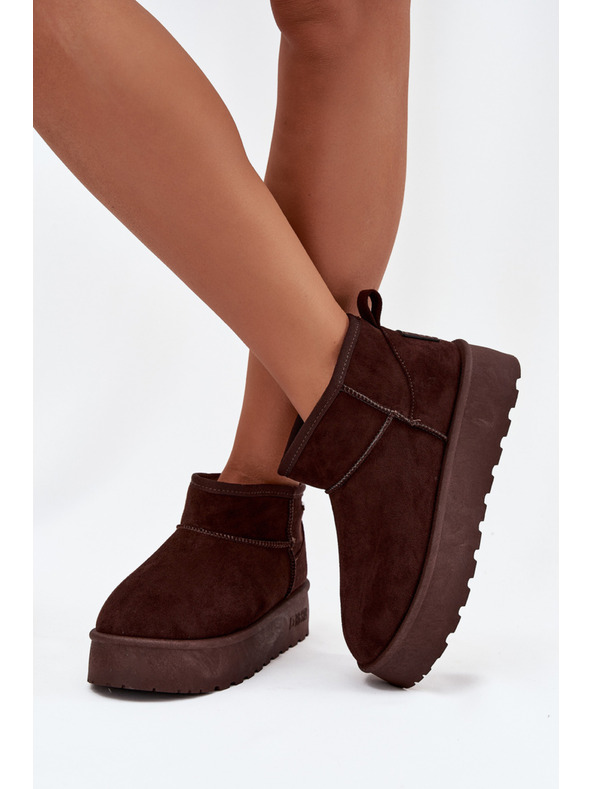 BIG STAR SHOES Dámske nízke snežuľky na platforme Big Star – čokoládové