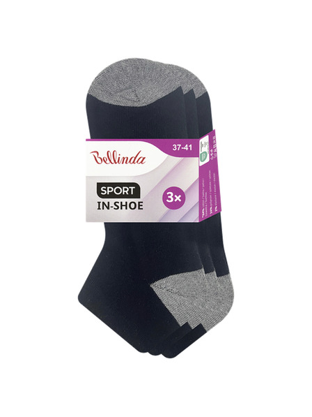 Bellinda SPORT WOMEN IN-SHOE 3x - Dámske športové člankové ponožky 3 páry - čierna