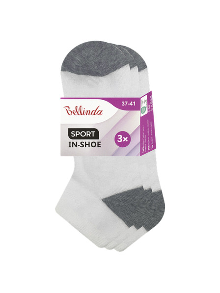 Bellinda SPORT WOMEN IN-SHOE 3x - Dámske športové člankové ponožky 3 páry - biela