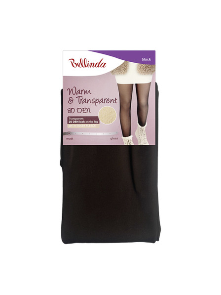 Bellinda WARM & TRANSPARENT 80 DEN WITH FLEECE - Dámske teplé pančuchové nohavice 80 DEN s flísom - čierna