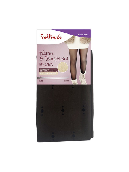 Bellinda WARM & TRANSPARENT 80 DEN WITH FLEECE - Dámske teplé pančuchové nohavice 80 DEN s flísom - vzor