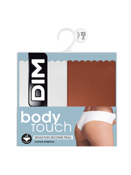 DIM DIM BODY TOUCH HIPSTER 2x - Dámske nohavičky 2 ks - tehlová - biela