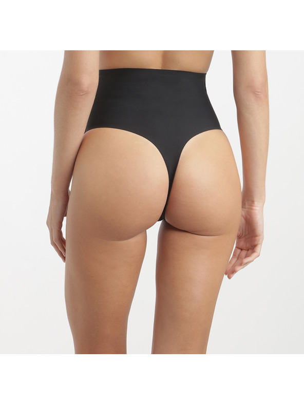 DIM DIM INVISIBLE MID WAIST THONG - Dámska tanga s vyšším pásom - čierna