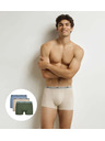 DIM DIM GOTS COTTON STRETCH BOXER 3x - Pánske boxerky z bio bavlny 3ks - zelená - svetlo hnedá - svetlo modrá