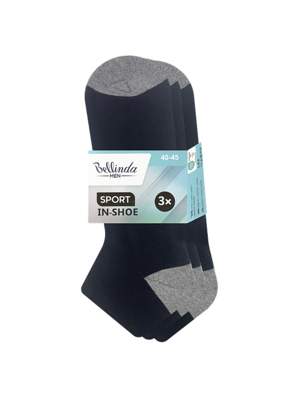 Bellinda SPORT MEN IN-SHOE 3x - Pánske člankové ponožky 3 páry - čierna