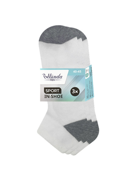 Bellinda SPORT MEN IN-SHOE 3x - Pánske člankové ponožky 3 páry - biela