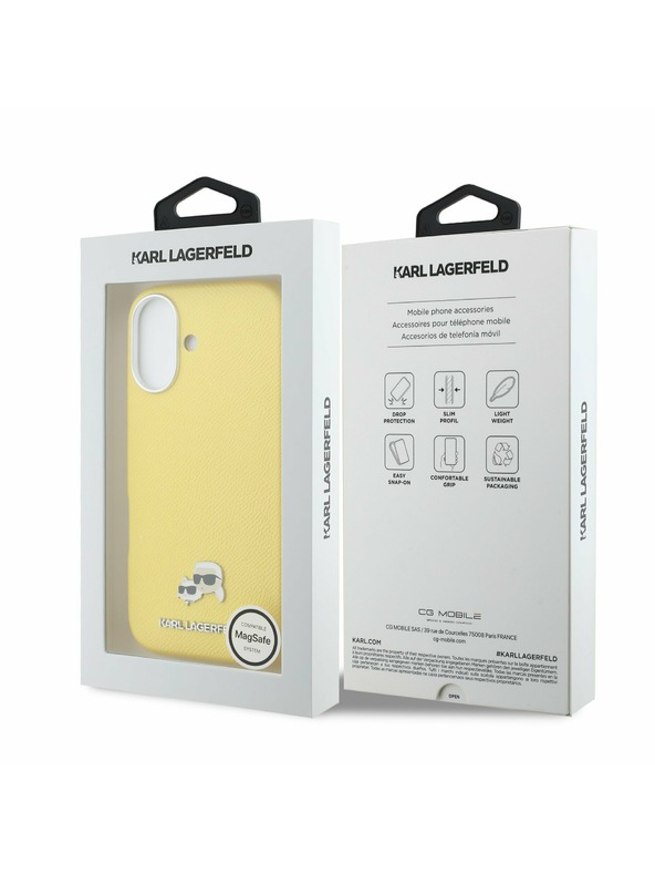 Karl Lagerfeld Karl Lagerfeld PU Karl and Choupette Heads Pins MagSafe Zadný kryt pre iPhone 17 Yellow
