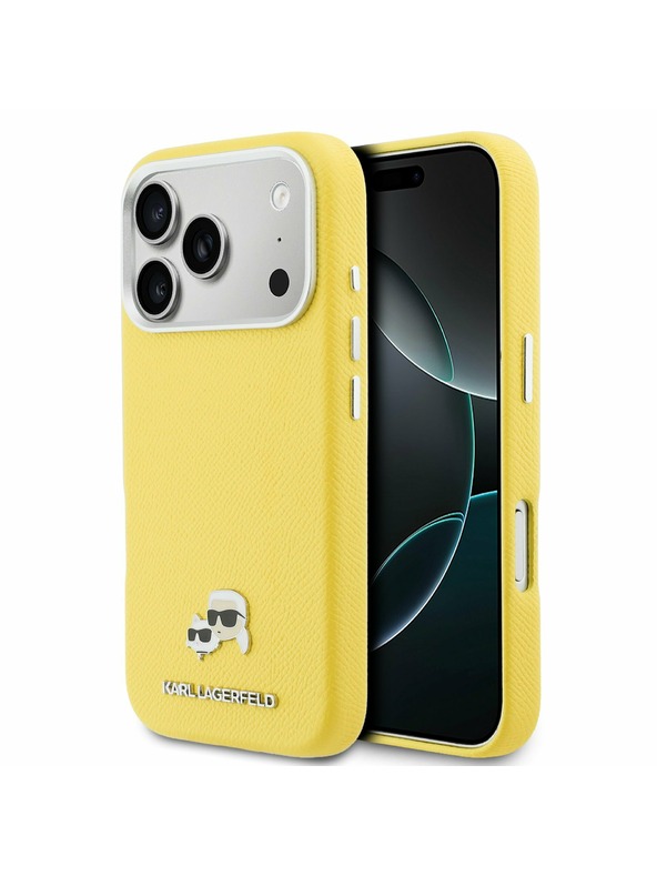 Karl Lagerfeld Karl Lagerfeld PU Karl and Choupette Heads Pins MagSafe Zadný kryt pre iPhone 17 Pro Yellow