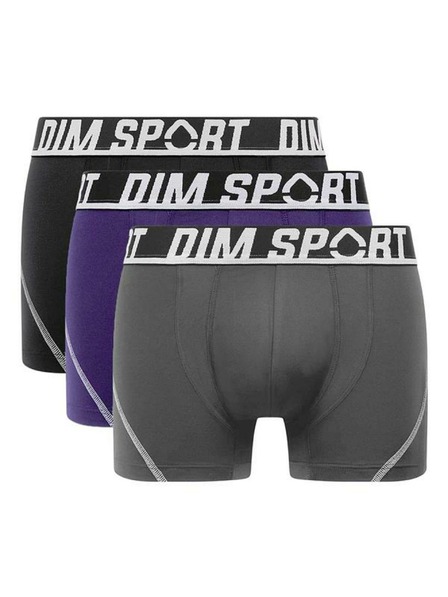 DIM DIM SPORT MICROFIBRE BOXER 3x - Pánske športové boxerky 3 ks - sivá - modrá - čierna