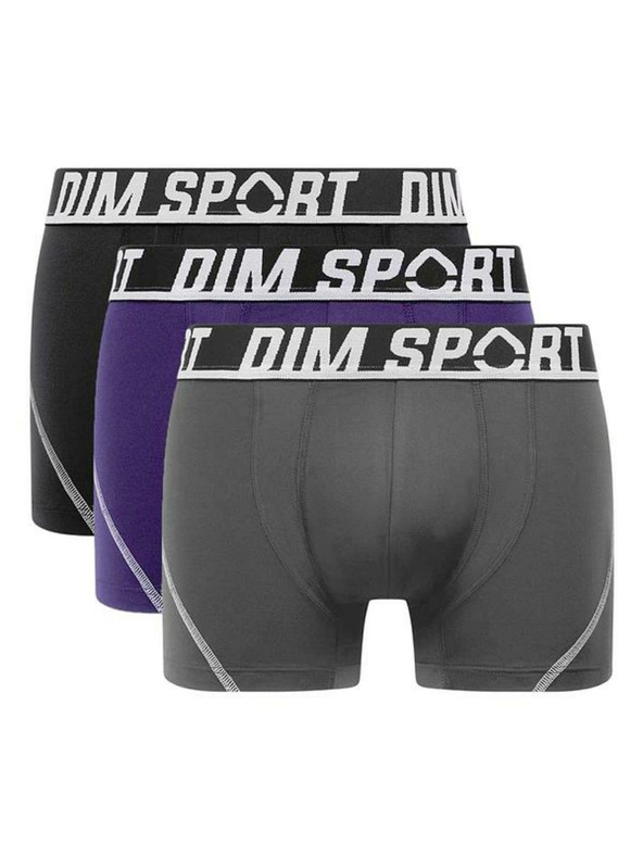 DIM DIM SPORT MICROFIBRE BOXER 3x - Pánske športové boxerky 3 ks - sivá - modrá - čierna
