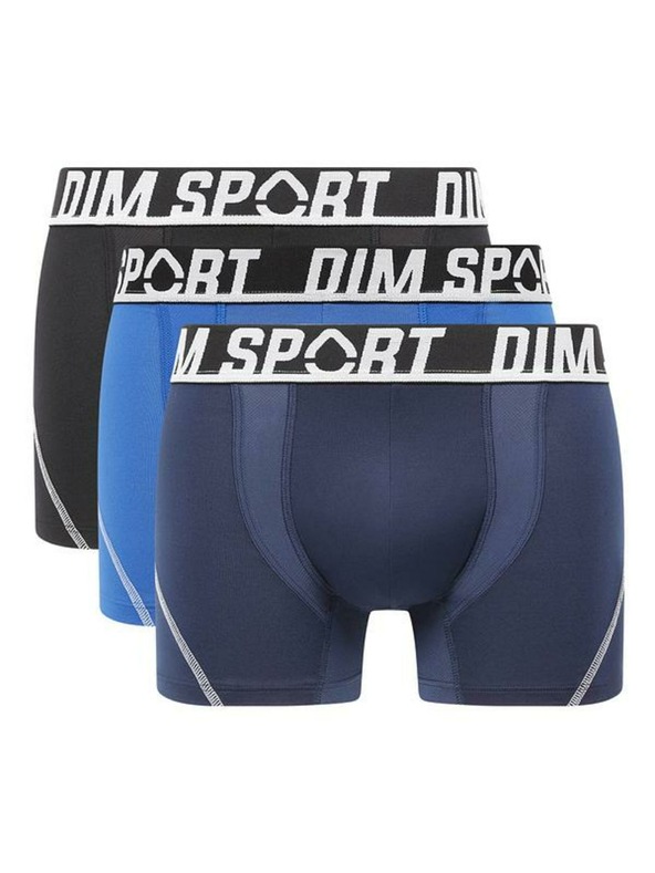DIM DIM SPORT MICROFIBRE BOXER 3x - Pánske športové boxerky 3 ks - čierna - modrá