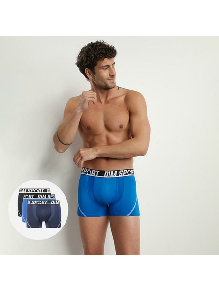DIM DIM SPORT MICROFIBRE BOXER 3x - Pánske športové boxerky 3 ks - čierna - modrá