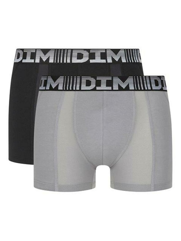 DIM DIM COTTON 3D FLEX AIR BOXER 2x - Pánske boxerky 2ks - sivá - čierna