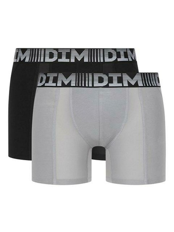 DIM Súprava dvoch pánskych športových boxeriek v sivej a čiernej farbe Dim 3D FLEX AIR LONG BOXER