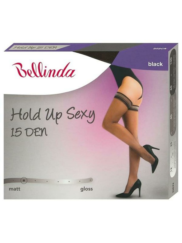 Bellinda Čierne dámske samodržiace pančuchy BELLINDA Hold Up Sexy 15 DEN