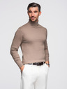 Ombre Clothing Pánsky pletený rolák s viskózou - tmavobéžový V3 OM-SWTN-0127 Ombre Clothing