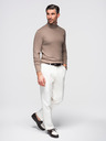 Ombre Clothing Pánsky pletený rolák s viskózou - tmavobéžový V3 OM-SWTN-0127 Ombre Clothing