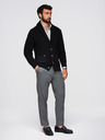 Ombre Clothing Pánsky bavlnený sveter so šálovým límcom - čierny V4 OM-SWCD-0153 Ombre Clothing