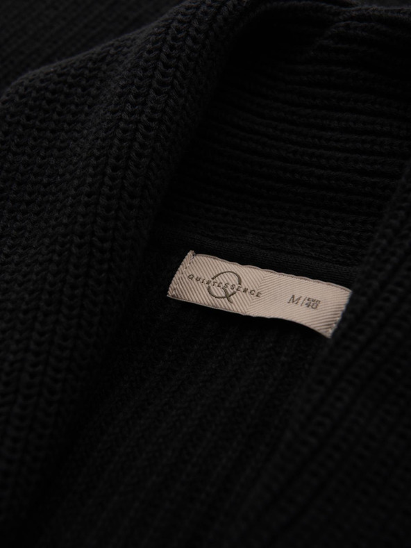 Ombre Clothing Pánsky bavlnený sveter so šálovým límcom - čierny V4 OM-SWCD-0153 Ombre Clothing