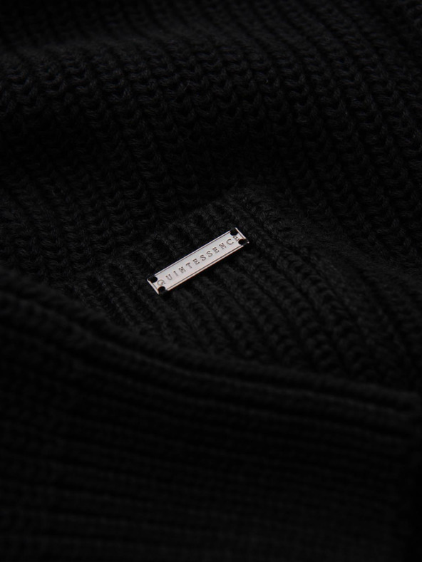 Ombre Clothing Pánsky bavlnený sveter so šálovým límcom - čierny V4 OM-SWCD-0153 Ombre Clothing