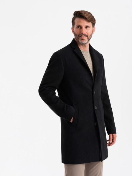 Ombre Clothing Čierny pánsky ľahký kabát Ombre Oblečenie