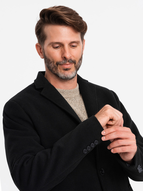 Ombre Clothing Čierny pánsky ľahký kabát Ombre Oblečenie