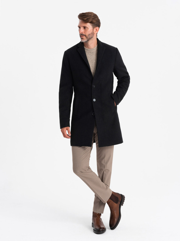 Ombre Clothing Čierny pánsky ľahký kabát Ombre Oblečenie