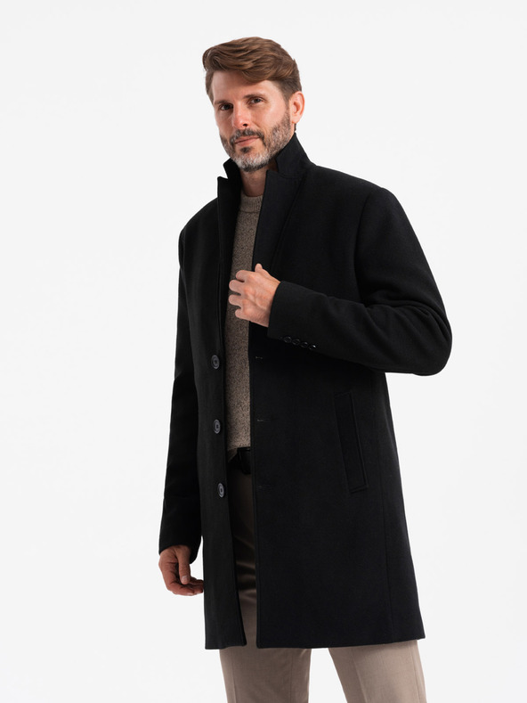Ombre Clothing Čierny pánsky ľahký kabát Ombre Oblečenie