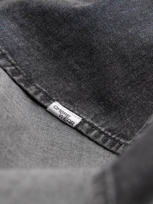 Ombre Clothing Čierna pánska džínsová košeľa Ombre Oblečenie