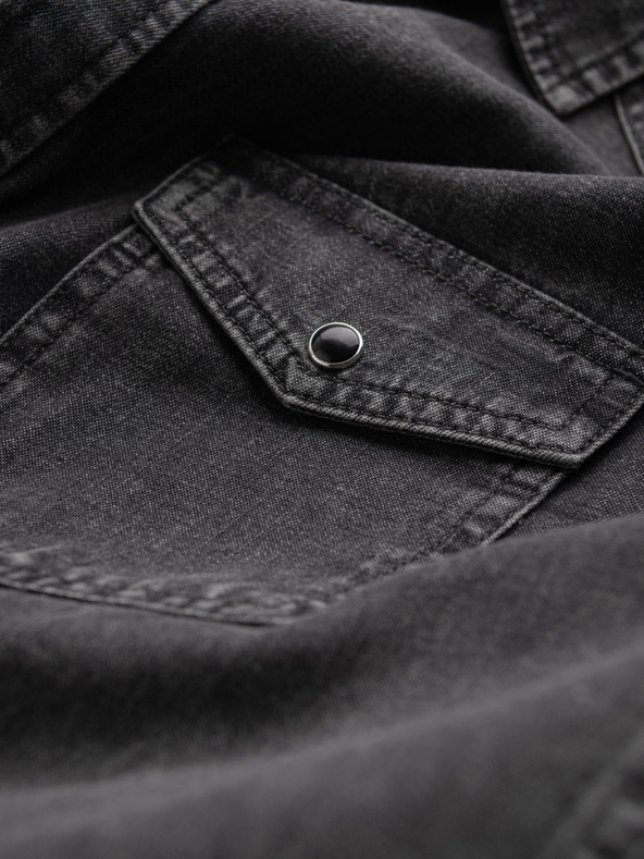Ombre Clothing Čierna pánska džínsová košeľa Ombre Oblečenie