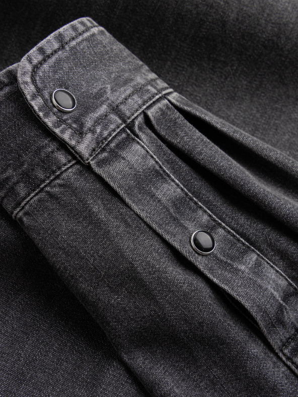 Ombre Clothing Čierna pánska džínsová košeľa Ombre Oblečenie