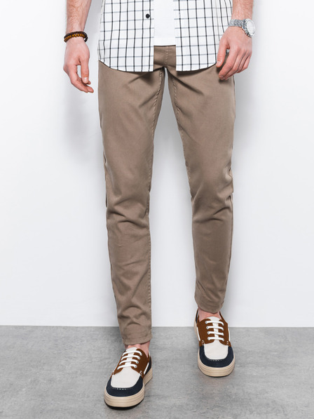 Ombre Clothing Béžové pánske chino nohavice Ombre Oblečenie P1059