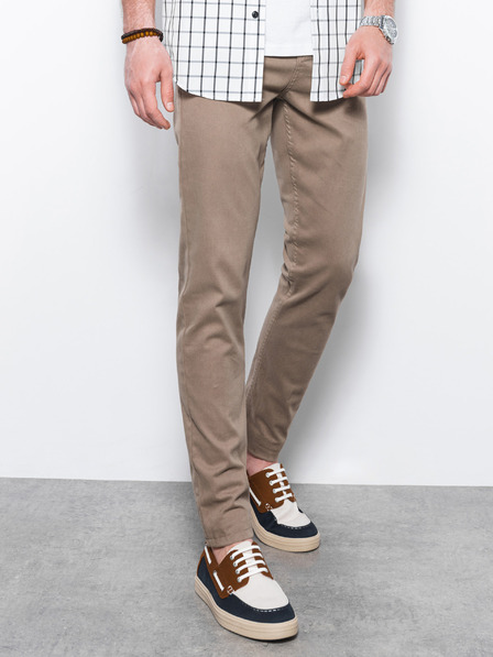 Ombre Clothing Béžové pánske chino nohavice Ombre Oblečenie P1059