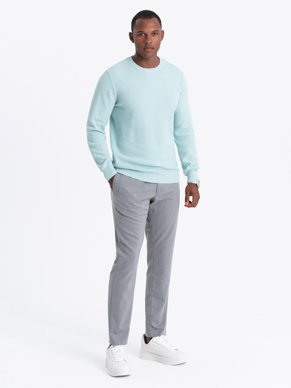 Ombre Clothing Pánsky melanžový štruktúrovaný pletený sveter Mint Ombre Oblečenie